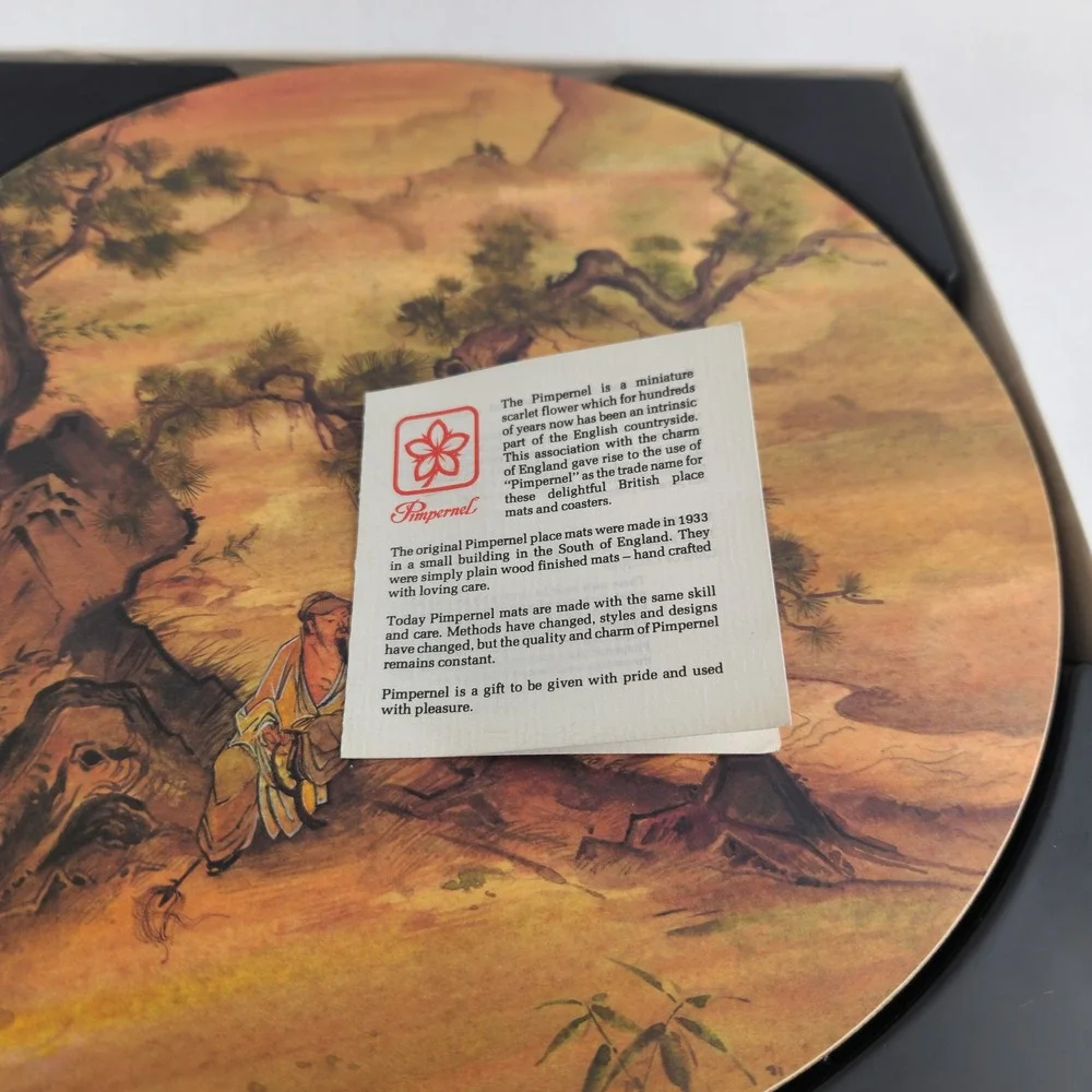 Vintage Pimpernel Round Melamine Placemats Set of 6 Box Holder England